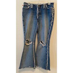 Vintage Zana-di Blue Jeans Denim Frayed Edges & Sides Distressed Size 7